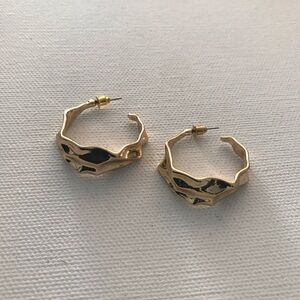 Gold Tone Hammered Sexy Cute Hoop Earrings